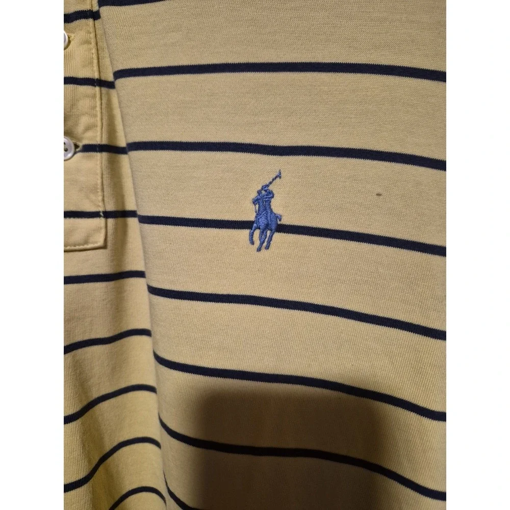 Ralph Lauren Striped Polo Shirt Mens XL Classic Yellow Blue Lightweight Golf‎
